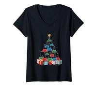 Femme Scientist Gobelet Sapin de Noël T-Shirt avec Col en V