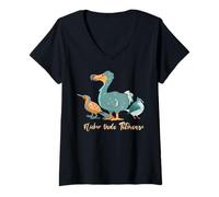 Femme Scintiller Dodo Titmouse Subtil Amant d'oiseau Naturel T-Shirt avec Col en V