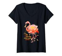 Femme Sclérose en plaques I Still Standing Flamingo MS Warrior T-Shirt avec Col en V