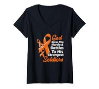 Femme Sclerose Multiple MS God Donne des Combats aux Soldats Les Plus forts T-Shirt avec Col en V