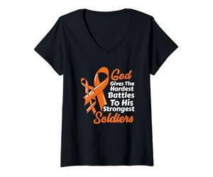 Femme Sclerose Multiple MS God Donne des Combats aux Soldats Les Plus forts T-Shirt avec Col en V