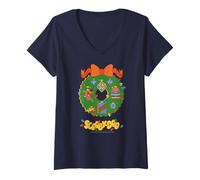 Femme Scooby-Doo Couronne de Vacances SD Snacks Festive Cheer T-Shirt avec Col en V