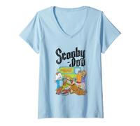 Femme Scooby Doo Mystery Machine Gang T-Shirt avec Col en V