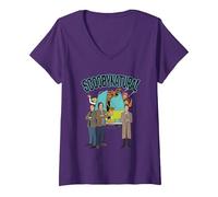Femme Scooby-Doo Scoobynatural Supernatural Mystery Ride T-Shirt avec Col en V, Violet, M