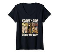 Femme Scooby-Doo Where are You Faces T-Shirt avec Col en V