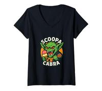Femme Scoopa Cabra Crème-Glace Humour Monstre Cryptide T-Shirt avec Col en V