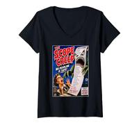 Femme Scope Creep Affiche de Film d'horreur des années 50 Programmateur de Codage Amusant T-Shirt avec Col en V