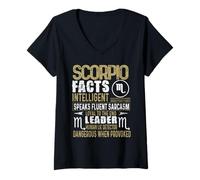 Femme Scorpio Faits Chemise Cadeau d'anniversaire Octobre et Novembre T-Shirt avec Col en V