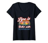 Femme Scorpion Bay Souvenirs / « Life is Better with Scorpion Bay ! » T-Shirt avec Col en V