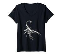 Femme Scorpion Blackwork T-Shirt avec Col en V