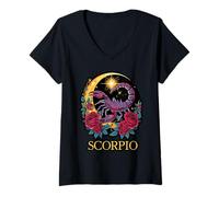 Femme Scorpion Signe du Zodiaque Scorpion Eau Astrologie Passion Deep T-Shirt avec Col en V