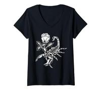 Femme Scorpion x Rose T-Shirt avec Col en V