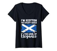 Femme Scotland Flag Proud Elegant Scottish Boyfriend Girlfriend T-Shirt avec Col en V
