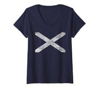 Femme Scotland Flag Saltire Scot Scottish Independence Pride T-Shirt avec Col en V
