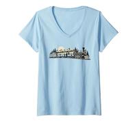 Femme Scout Life Vintage Train & Nature Locomotive Graphic T-Shirt avec Col en V