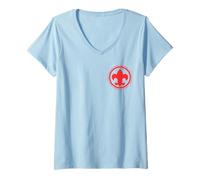 Femme Scouting Fleur De Lis & Scout Law BSA Cub Scouts Logo T-Shirt avec Col en V