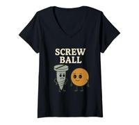 Femme Screwball - Jeu de vis et de balle de dessin animé amusant T-Shirt avec Col en V