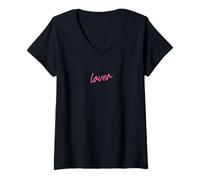 Femme Script d'affirmation Positive de l'amant T-Shirt avec Col en V