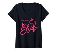 Femme Script de fiancée avec Bague Rose Graphique T-Shirt avec Col en V