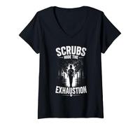 Femme Scrubs Hide The Exhaustion - Design Soignants T-Shirt avec Col en V