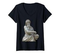 Femme Sculpture de Dieu Romain Barbu Tee Art Histoire Graphique T-Shirt avec Col en V