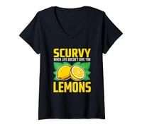 Femme Scurvy When Life Does Not Give You Lemons Love Limonade T-Shirt avec Col en V