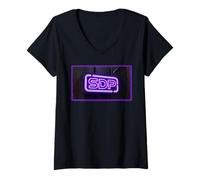 Femme SDP Enseigne néon Violet T-Shirt avec Col en V