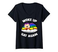 Femme Se Réveiller Gay À Nouveau Gay Sleeping Sloth Pride (fierté T-Shirt avec Col en V