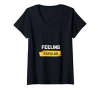 Femme Se Sentir Populaire, Papillon Social, énergie Principale T-Shirt avec Col en V