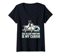 Femme Sea Glass Hinting est Mon Cardio T-Shirt avec Col en V