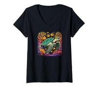 Femme Sea Turtle Lover Ocean Animal T-Shirt avec Col en V