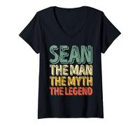 Femme Sean The Man The Myth The Legend Chemise Prénom Sean T-Shirt avec Col en V
