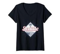 Femme Seattle dans l État de Washington États Unis Souvenir USA T-Shirt avec Col en V