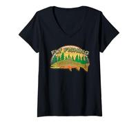 Femme Sèche truite Arc En Ciel T-Shirt avec Col en V