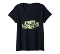 Femme Second Fermentation is Life Cadeau de brasseur Kombucha T-Shirt avec Col en V