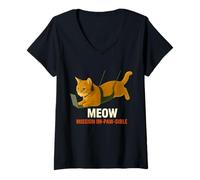 Femme Secret Agent Cat on Mission - Art parodie espion drôle T-Shirt avec Col en V