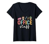 Femme Secrétaire de Bureau Secrétaire Administratif T-Shirt avec Col en V