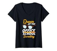 Femme Secrétaire de présence de la Reine du Bureau T-Shirt avec Col en V