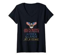 Femme SECURING THE BOARDER - ONE GLANCE AT A TIME T-Shirt avec Col en V