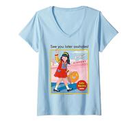 Femme See You Later Sarcastic Retro Vintage Funny Adult Humor T-Shirt avec Col en V