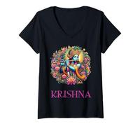 Femme Seigneur Krishna Hindouisme Hindouisme Diwali Festival Gods T-Shirt avec Col en V