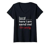 Femme Seigneur, me Voici, envoie-Moi Ésaïe 6:8 T-Shirt avec Col en V