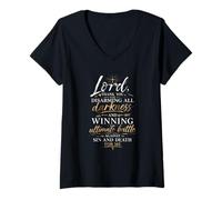 Femme Seigneur Merci, Spirituel, Phrase chrétienne T-Shirt avec Col en V