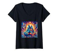 Femme Seigneur Shiva Durga Dieu Hindou Mahadeva Déesse Déesse Parvati T-Shirt avec Col en V