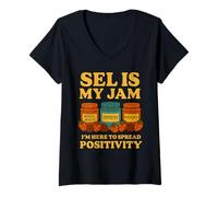 Femme SEL is My Jam Funny Teacher apprend la rentrée Scolaire T-Shirt avec Col en V