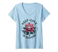 Femme Self-Love Blossoming Women's Empowerment T-Shirt avec Col en V