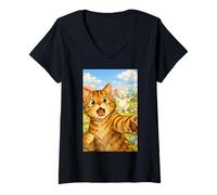 Femme Selfie 67 Lapin Lapin de Pâques Six Seven Cat Filles Garçons Enfants T-Shirt avec Col en V