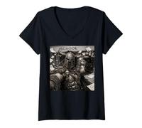 Femme Selfie Amusant du dernier Jour d'école des Vacances d'été de Viking Raider T-Shirt avec Col en V