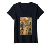 Femme Selfie Chat avec Bouddha Ichi-Go Ichi-E Moment Zen T-Shirt avec Col en V