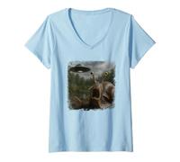 Femme Selfie d'escargot en détresse d'OVNI avec Une nouveauté T-Shirt avec Col en V